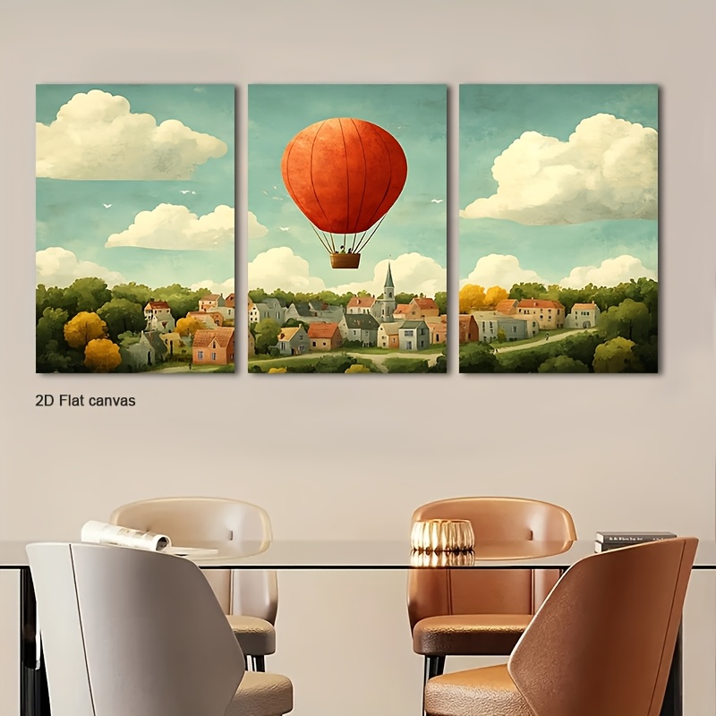 Canvas Wrap Ready - Frameless Canvas 3pcs Framed Red Balloon