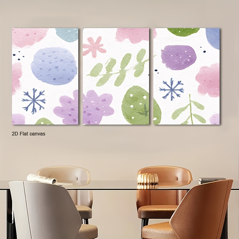 Canvas Wrap Ready - Frameless Canvas 3pcs Pastel Floral &